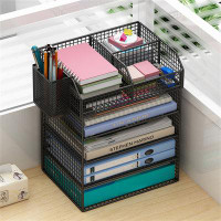 Hokku Designs Office Desk Organizer Shelf - Compact Bookshelf And Document Storage Rack, Metal Book Stand For Office Sor