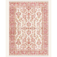 Bungalow Rose Guisel Oriental Pink Machine Made Cotton Area Rug