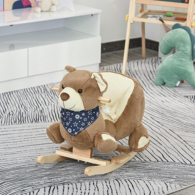 KIDS RIDE-ON ROCKING HORSE TOY BEAR STYLE ROCKER WITH FUN MUSIC &amp; SOFT PLUSH FABRIC FOR CHILDREN 18-36 MONTHS in Toys & Games - Image 2
