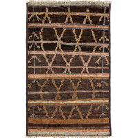 Isabelline One-of-a-Kind Céline Hand-Knotted 2010s Shalimar Brown 3'10" x 6'1" Wool Area Rug