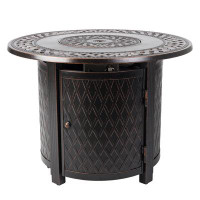 Ebern Designs Love 33" Round Woven Aluminum Convertible Gas Fire Pit Table