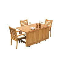 Teak Smith Square 3 - Person 105'' Long Dining Set with Cushions