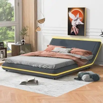 Latitude Run® Upholstery Platform Bed Frame with Sloped Headboard,Full Size