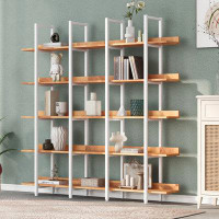 Latitude Run® Vintage Style 5 Tiers Bookcase with Open shelf and Metal Frame