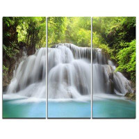 Made in Canada - Design Art Huai Mae Kamin Waterfall - 3 Piece Photographic Print on Wrapped Canvas Set