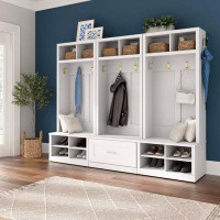 Everly Quinn Yerani Everly Quinn Full Entryway Storage Set With Hall Trees And Shoe Benches With Drawers