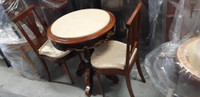 table bois de rose avec marbre et 2 chaises antique