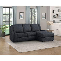 Latitude Run® Hogen Ebony Chenille Reclining Sectional With Right Chaise