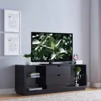 Latitude Run® Tv Stand With Two Transparent Shelves