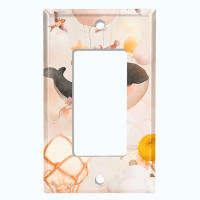 WorldAcc Metal Light Switch Plate Outlet Cover (Cute Nursery Whale Rabbit Cloud Orange - Single Toggle)