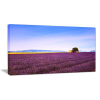 Design Art Lavender Flowers with Old House - Wrapped Canvas Photograph Print