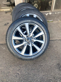 SET OF FOUR USED LIKE NEW 18 INCH OEM LINCOLN WHEELS 5X108 + 235 / 50 R18 MICHELIN X ICE WINTER TIRES !!