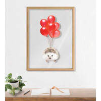 Trinx Hedgehog Balloons by Amy Peterson - Floater Frame Print on Glass