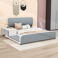 Latitude Run® Eleisa Full Size PU Upholstered Platform Bed with Storage Nightstand