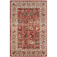 Charlton Home Canberra Power Loom Red/Beige Area Rug