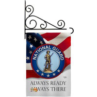 Breeze Decor National Guard - Impressions Decorative Metal Fansy Wall Bracket Garden Flag Set GS108020-BO-03