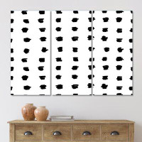 East Urban Home Geometric Pattern Of Black Polka Dots On White - Patterned Canvas Wall Art Print