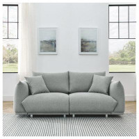 Latitude Run® 78.8'' Sofa Couch with Solid Wood Frame and Stable Metal Legs, 2 Pillows for Living Room