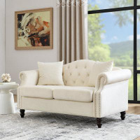 House of Hampton 2 Seater Sofa Tufted Couch With Rolled Arms And Nailhead