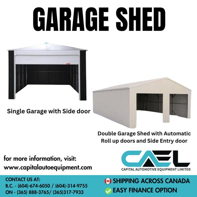 Brand new! Double and Single GARAGE METAL SHED with side entry | Finance Available |  Certified warranty in Other