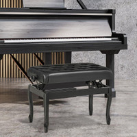 Piano Bench 34.3" x 15" x 18.9"-23.2" Black