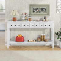 Wildon Home® Rustic Entryway Console Table, 60" Long Sofa Table With Two Different Size Drawers And Bottom Shelf For Sto