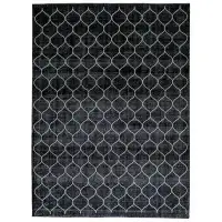 Home and Rugs 9'7" x 13' Hand-Knotted Black/White Area Rug