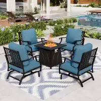 Red Barrel Studio 4-person Outdoor Conversation Sofa Set With Fireplace