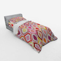 East Urban Home Ambesonne Modern Duvet Cover Set, Seamless Doodle Style With Dots Tear Like Colourful Vivid Ornaments Im