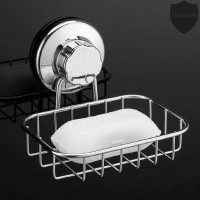 Rebrilliant Vacuum Suction Soap Dish Holder, Rustproof Stainless Steel Shower Bar Soap/Sponge Saver Holder