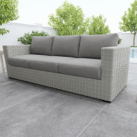 Hokku Designs Deep Cushioned Outdoor Sofa With Half Round Wicker