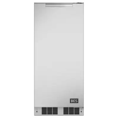 DCS by Fisher & Paykel outdoor ice maker with White LED lighting projects through clear ice for a da...