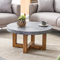 Latitude Run® A Modern Retro Circular Coffee Table With A Diameter Of 31.4 Inches, Made Of MDF Material, Suitable For Li