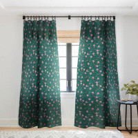 East Urban Home Hello Sayang Wild Daisies Forest Green 1pc Sheer Window Curtain Panel