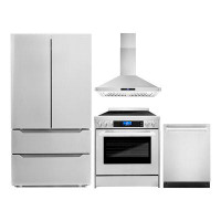 Cosmo 4 Piece Kitchen Package with French Door Refrigerator & 30" Freestanding Electric Range