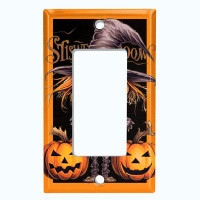 WorldAcc Metal Light Switch Plate Outlet Cover (Halloween Spooky Scare Crow Pumpkin - Single Rocker)