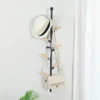 Latitude Run® Wall Mounted Coat Rack Splicable Metal & Wood Hat Hanger Rack With 8 Hooks,
