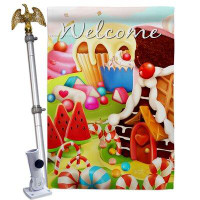 Angeleno Heritage Sugar Sweet Home House Flag Set Food 28 X40 Inches Double-Sided Decorative Decoration Yard Banner
