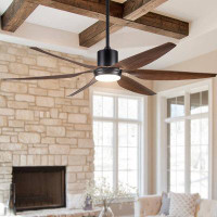 YUHAO Smart CF 66'' Faux Wood Smart Ceiling Fan with LED Lights