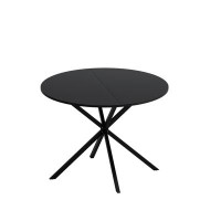 17 Stories '' Modern Cross Leg Round Dining Table, Black Top Occasional Table, Two-piece Removable Top, Matte Finish Iro