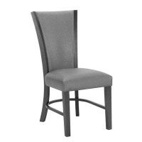 Red Barrel Studio 2Pc Contemporary Glam Upholstered Dining Side Chair Padded Plush Grey Fabric Upholstery Rich Black Col