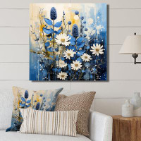 Design Art Blue Bonnets White Flowers I - Blue Bonnets Canvas Art Print PT107247
