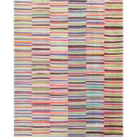 Nazmiyal Collection Rainbow Colours Striped Modern Turkish Rag Rug