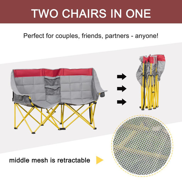 Camping Chair 62.2" L x 30.7" W x 39.4" H Red in Fishing, Camping & Outdoors - Image 4