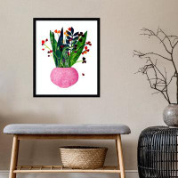 Red Barrel Studio Pink Pot With Plant By Sarah Thompsonengels Wood Framed Wall Art Print