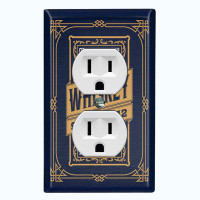 WorldAcc Vintage Scotch Whiskey Yellow Frame Border Navy 2-Gang Duplex Outlet Wall Plate
