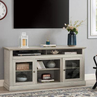 Millwood Pines Traditional TV Media Stand With Open And Glass Door Closed Storage