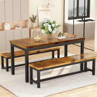 Wade Logan Efrat 3 Piece Dining Set, Kitchen Table With Benches