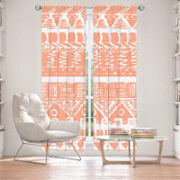 East Urban Home Lined Window Curtains 2-panel Set for Window Size by Organic Saturation - Boho Coral Aztec