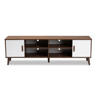 Lefancy.net Lefancy  Quinn Mid-Century Modern Two-Tone White and Walnut Finished 2-Door Wood TV Stand